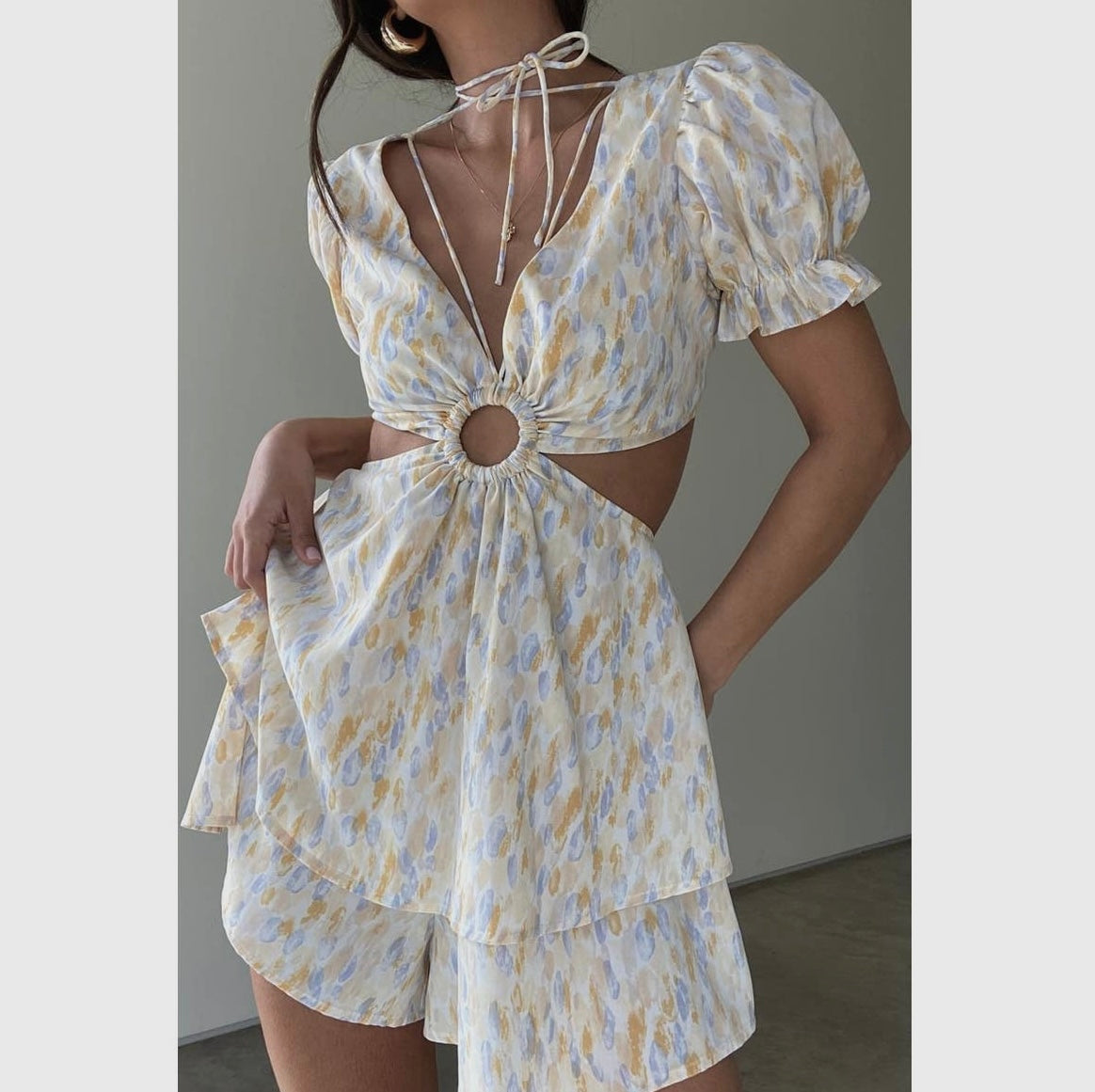 The Deanna Side Cut Out Halter Neck Romper